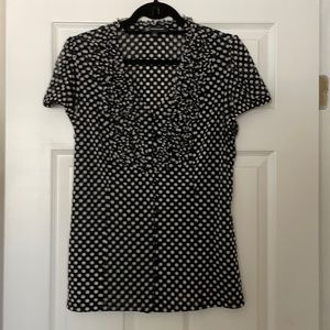 INC Polka Dot V-neck button front blouse sz XL